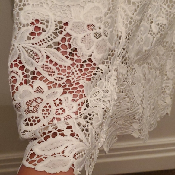 NEW Women's White Summer Lace Midi Dress SMALL - Picture 5 of 10